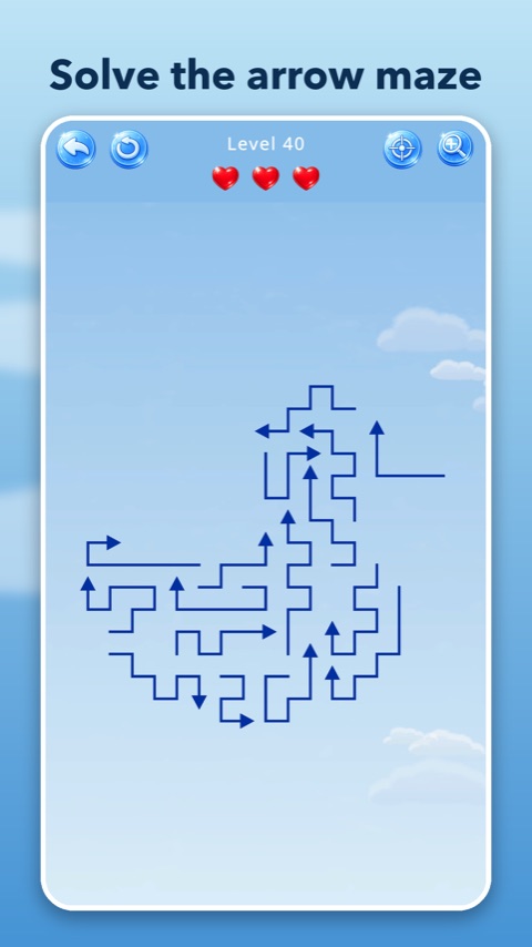 Sky Shapes gameplay — solving an arrow maze