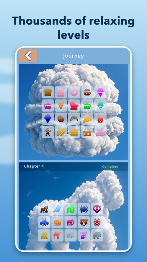 Sky Shapes journey screen — chapters of cloud shape collections